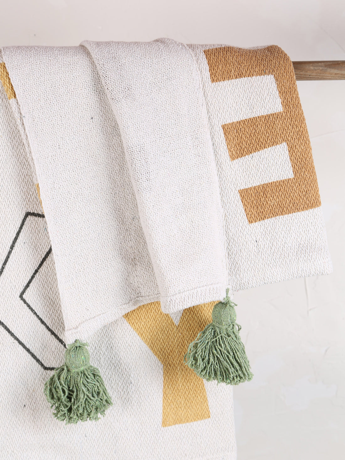 Memmo Geometric Lettering Recycled Cotton Throw - Multi