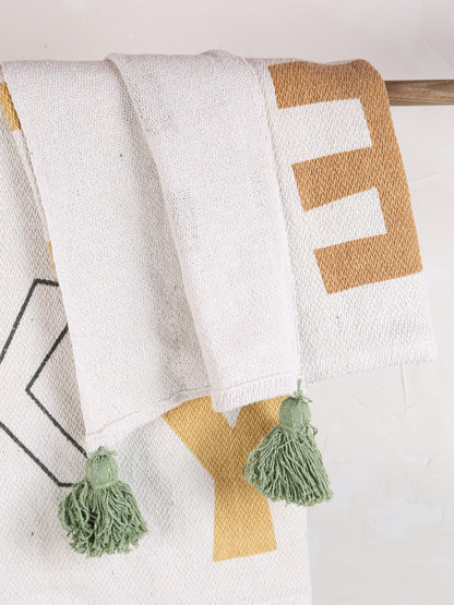 Memmo Geometric Lettering Recycled Cotton Throw - Multi