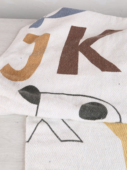 Memmo Geometric Lettering Recycled Cotton Throw - Multi