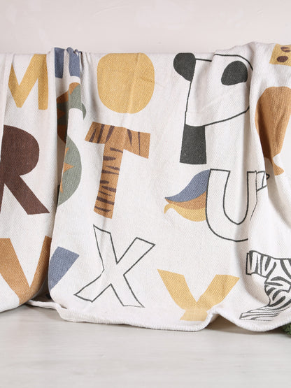 Memmo Geometric Lettering Recycled Cotton Throw - Multi