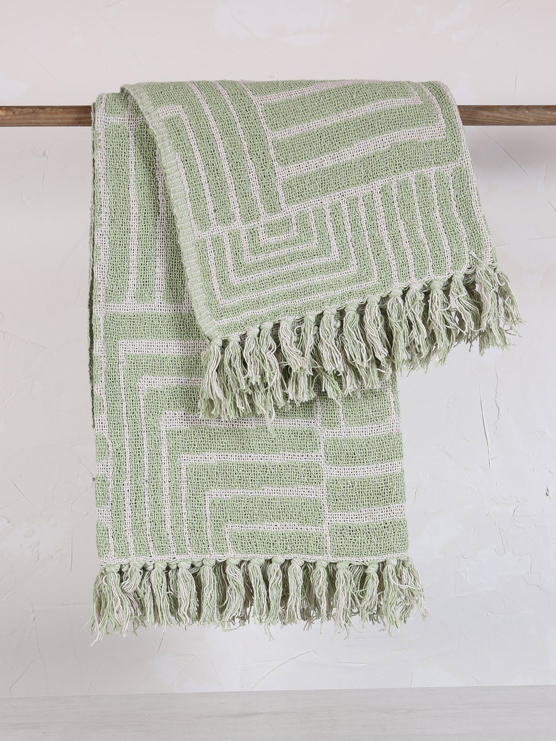 Velva Throw - Tiled Print - Recycled Cotton - Pistachio Green
