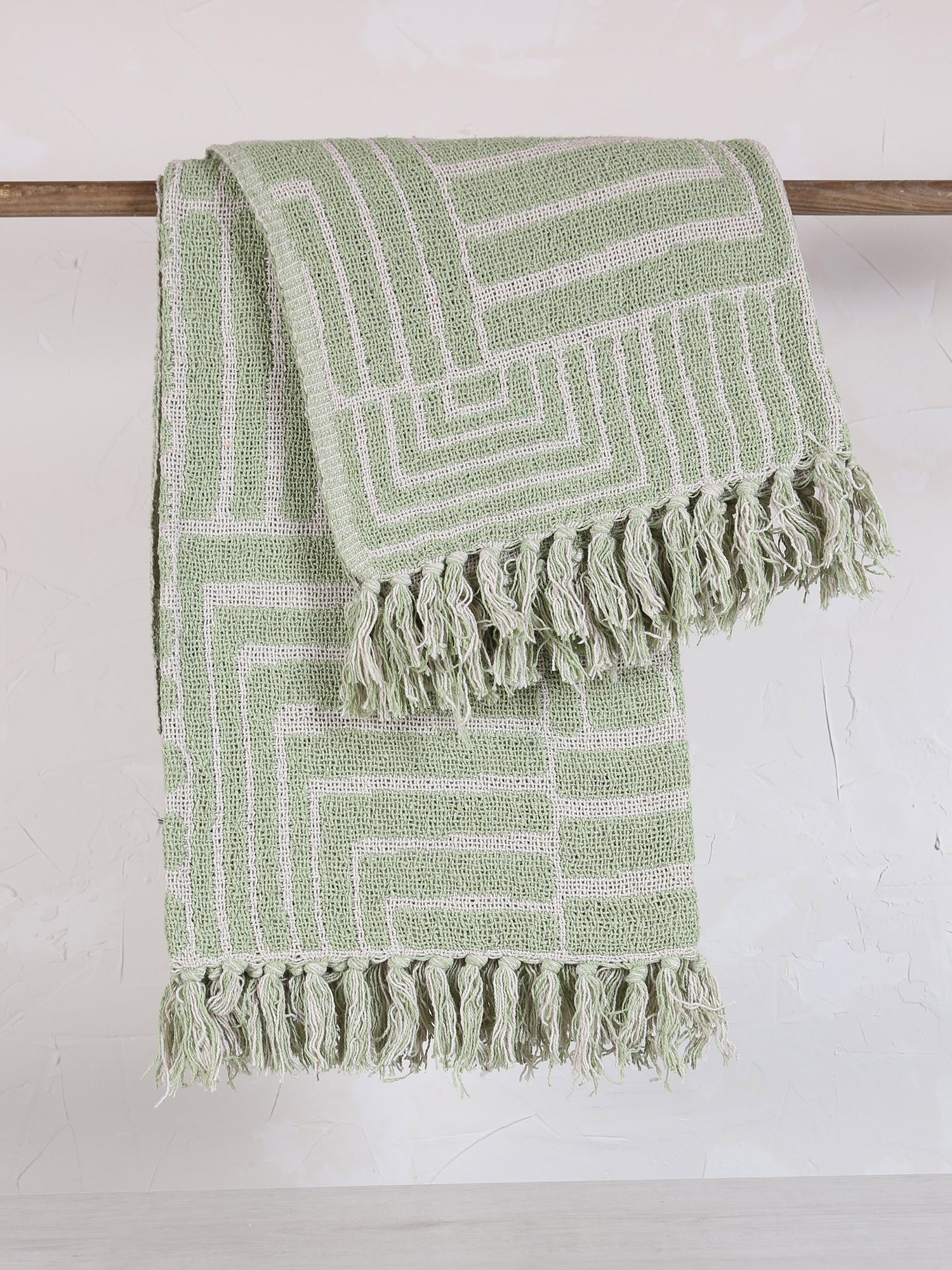 Velva Throw - Tiled Print - Recycled Cotton - Pistachio Green