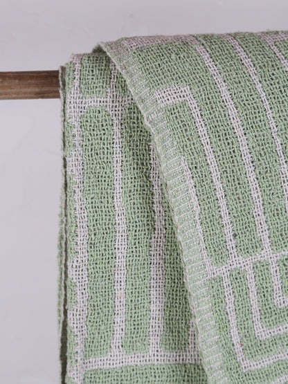 Velva Throw - Tiled Print - Recycled Cotton - Pistachio Green