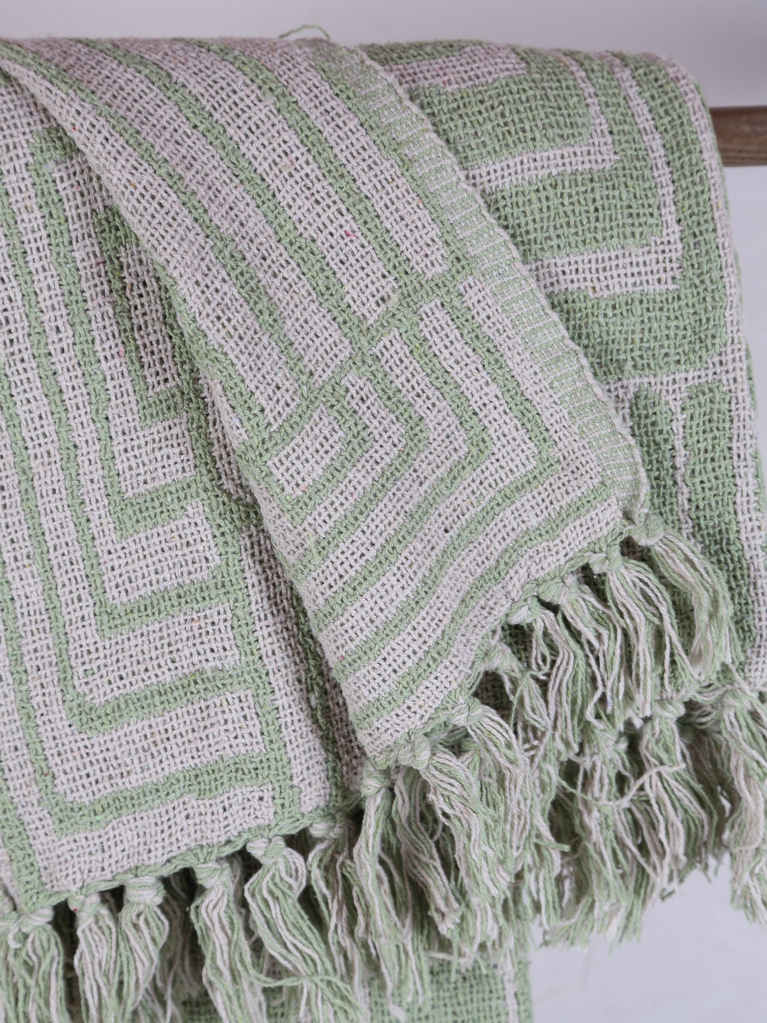 Velva Throw - Tiled Print - Recycled Cotton - Pistachio Green