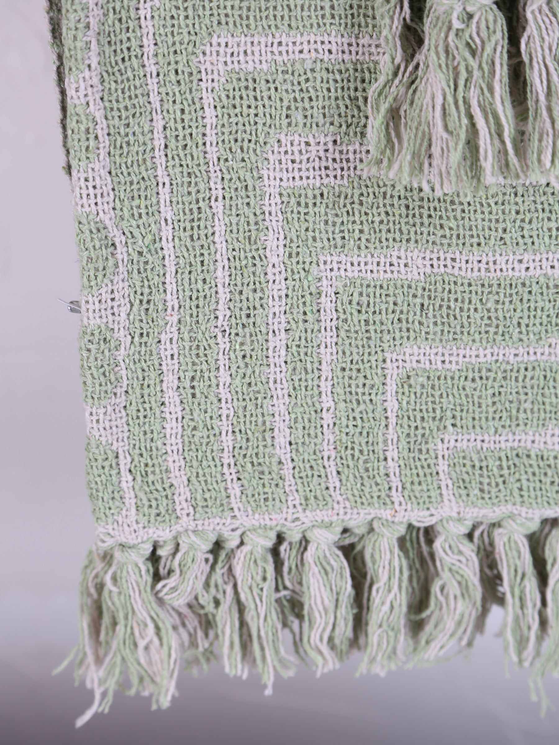 Velva Throw - Tiled Print - Recycled Cotton - Pistachio Green