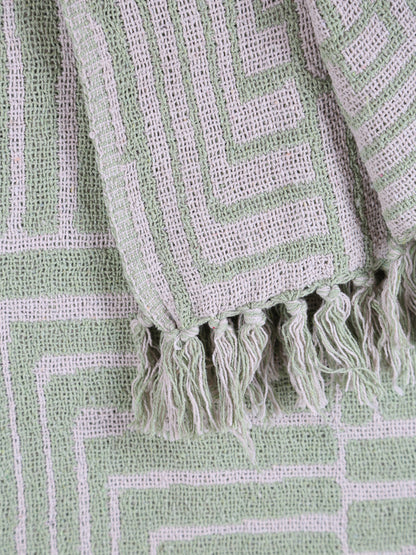 Velva Throw - Tiled Print - Recycled Cotton - Pistachio Green