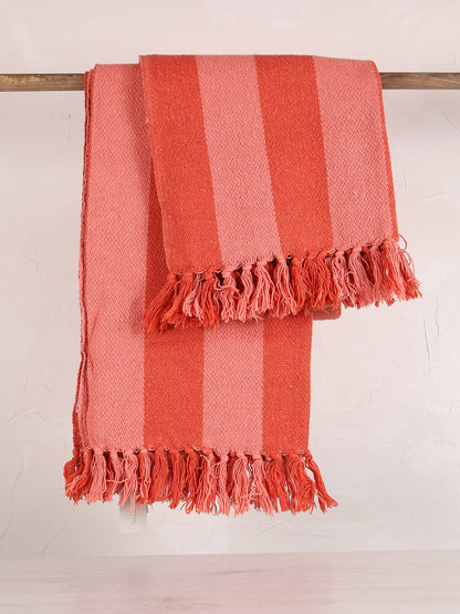 Frello Throw - Stripe Printed - Recycled Cotton - Sienna, Orange