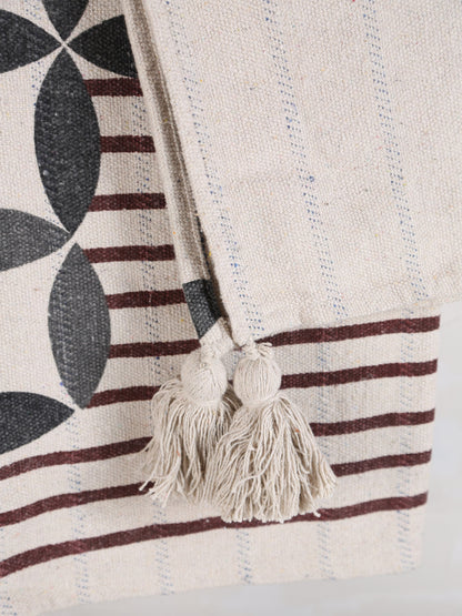 Forma Throw - Block Printed - Recycled Cotton - Neutral Tones