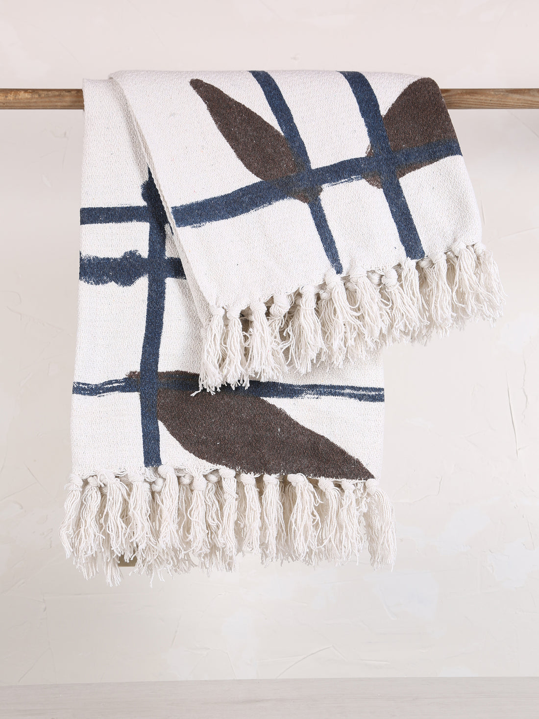 Imperia Throw - Stripe Printed - Recycled Cotton - Ambient Blue, Brown
