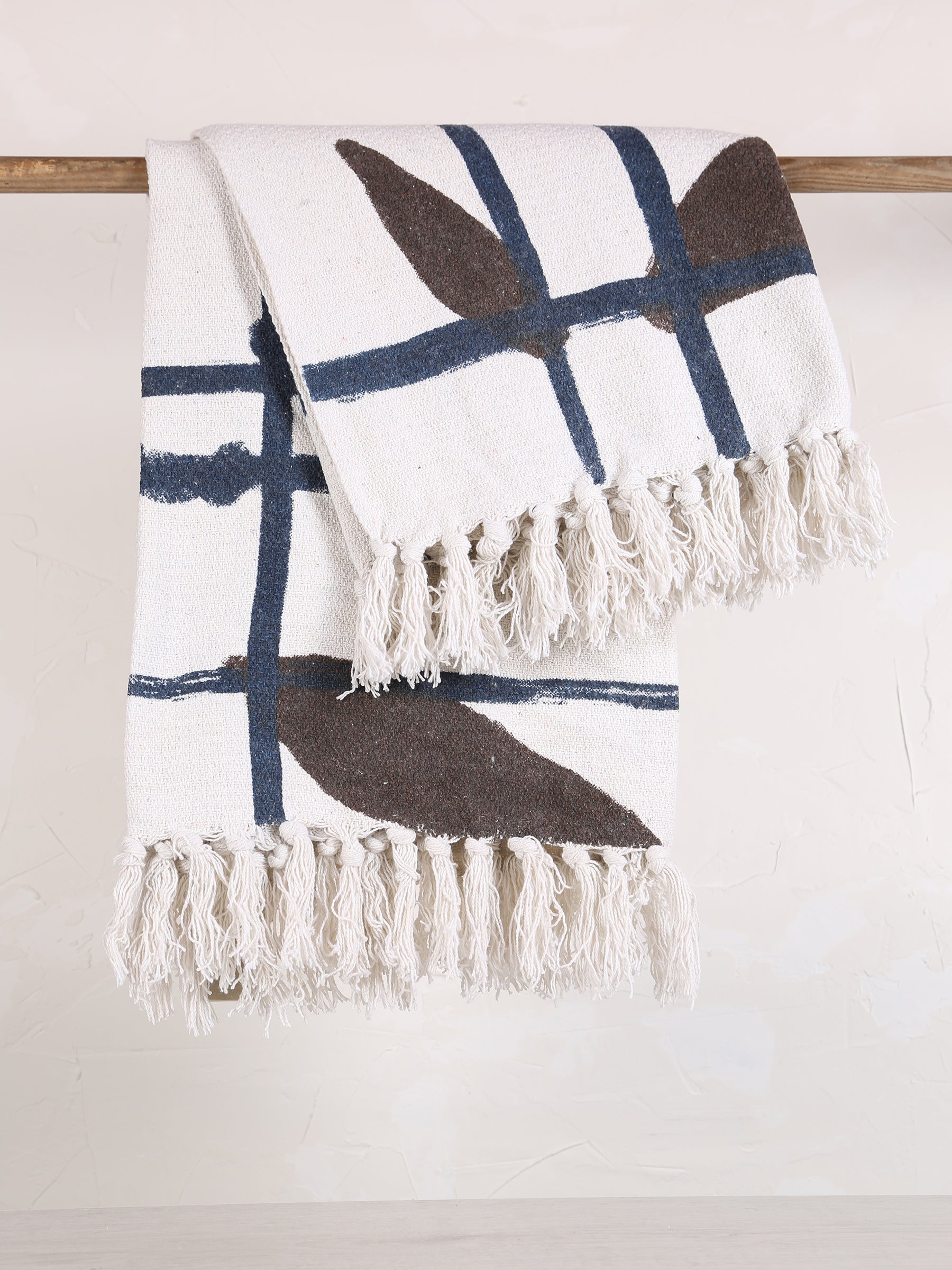 Imperia Throw - Stripe Printed - Recycled Cotton - Ambient Blue, Brown
