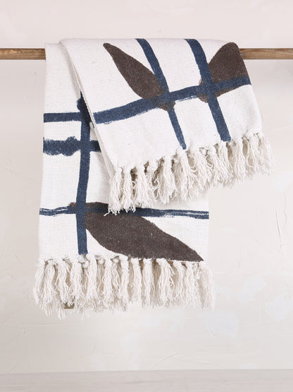 Imperia Throw - Stripe Printed - Recycled Cotton - Ambient Blue, Brown