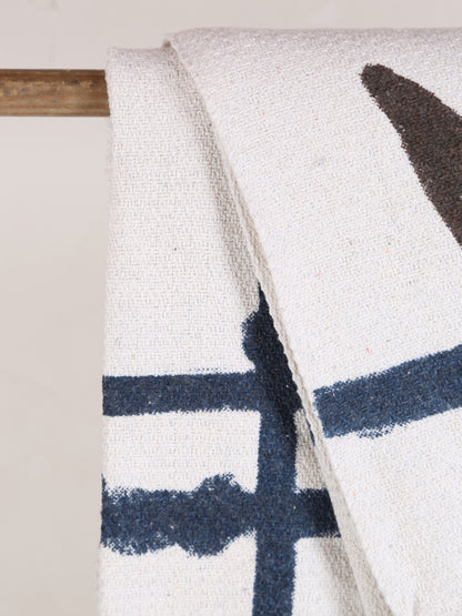 Imperia Throw - Stripe Printed - Recycled Cotton - Ambient Blue, Brown