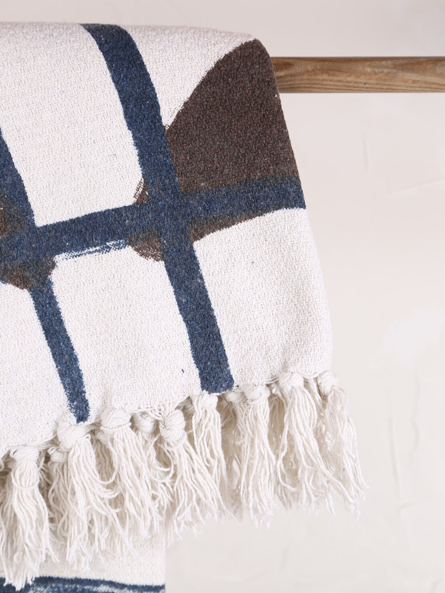 Imperia Throw - Stripe Printed - Recycled Cotton - Ambient Blue, Brown