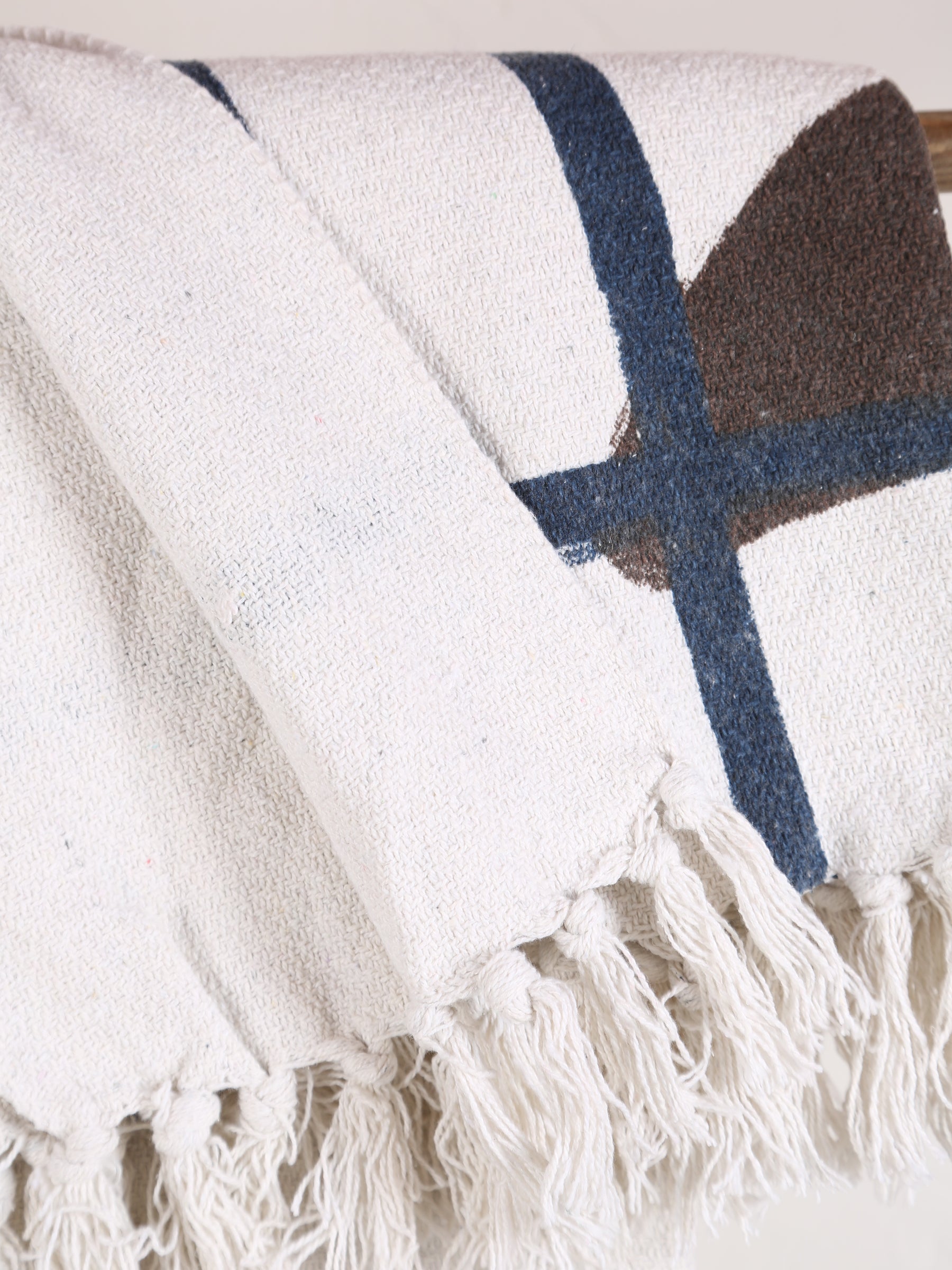 Imperia Throw - Stripe Printed - Recycled Cotton - Ambient Blue, Brown