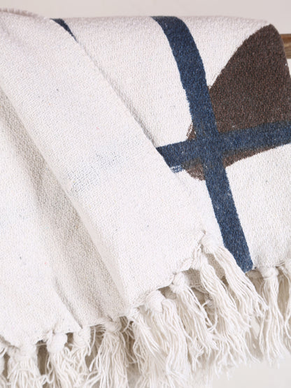 Imperia Throw - Stripe Printed - Recycled Cotton - Ambient Blue, Brown