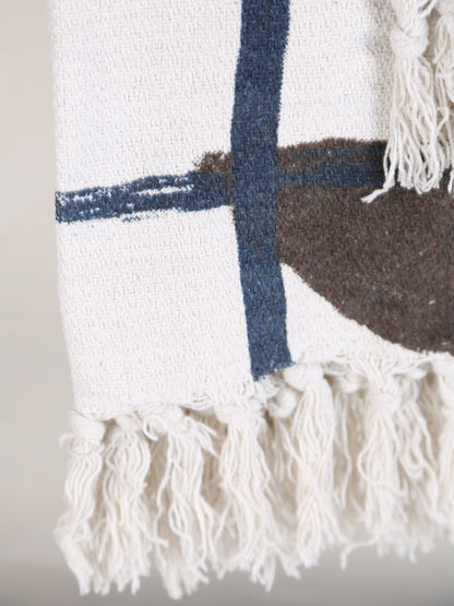 Imperia Throw - Stripe Printed - Recycled Cotton - Ambient Blue, Brown