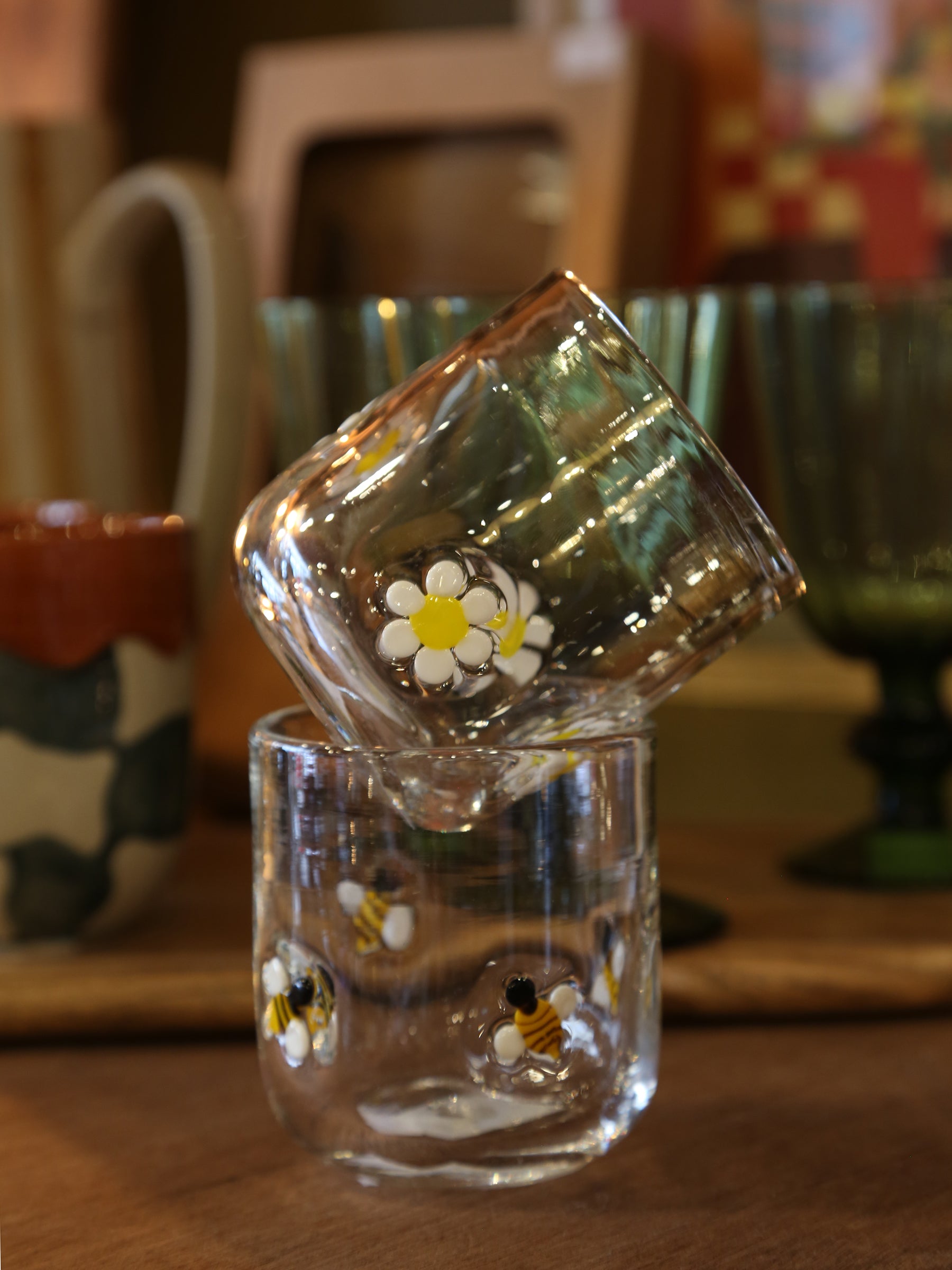 Buzz Daisy Patterned Drinking Glass - 2 Designs Available