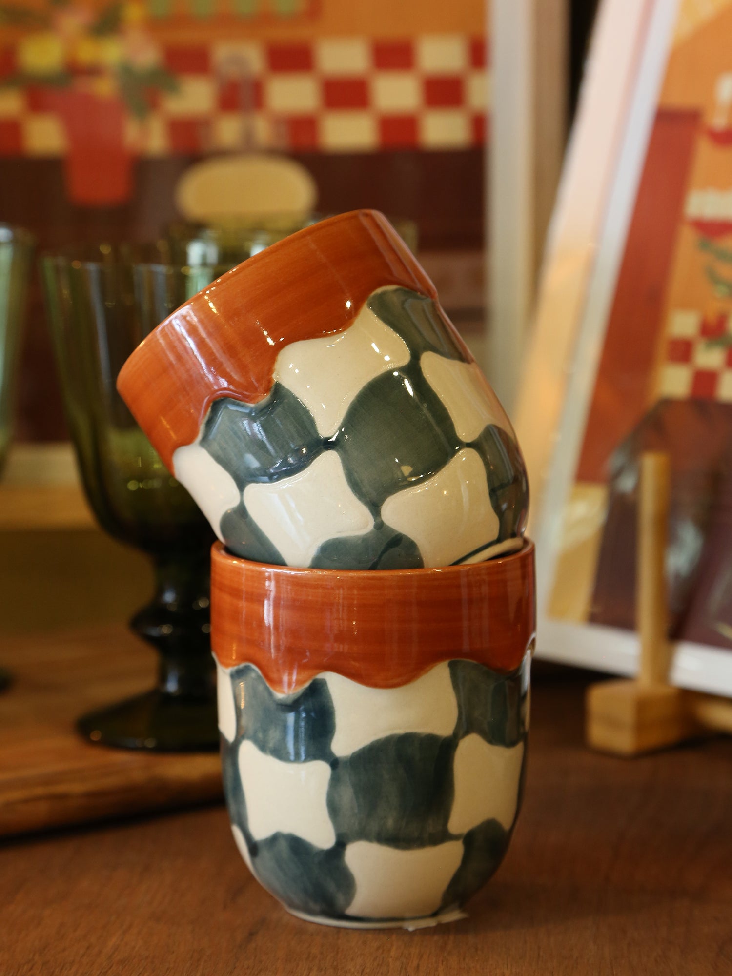 Check Cup - Blue, Cuirve