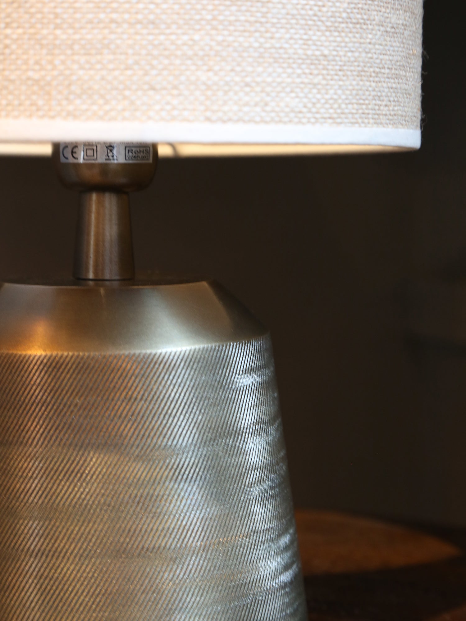 Lulie Etched Brass Table Lamp - Linen Shade