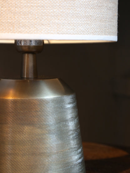 Lulie Etched Brass Table Lamp - Linen Shade
