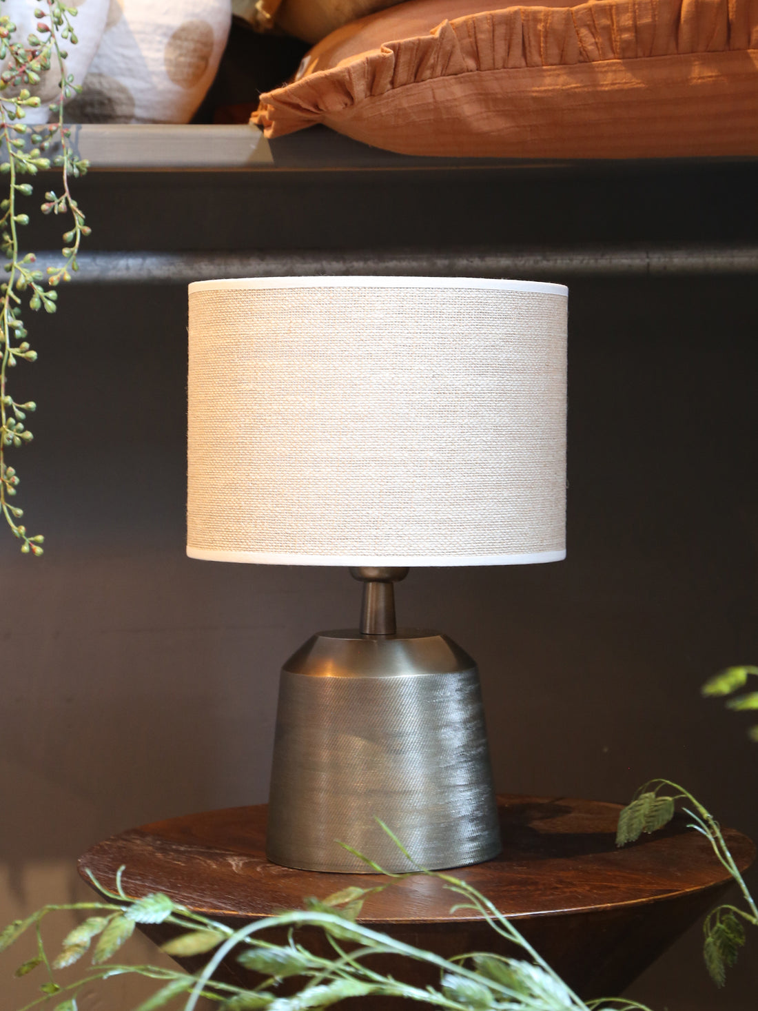 Lulie Etched Brass Table Lamp - Linen Shade