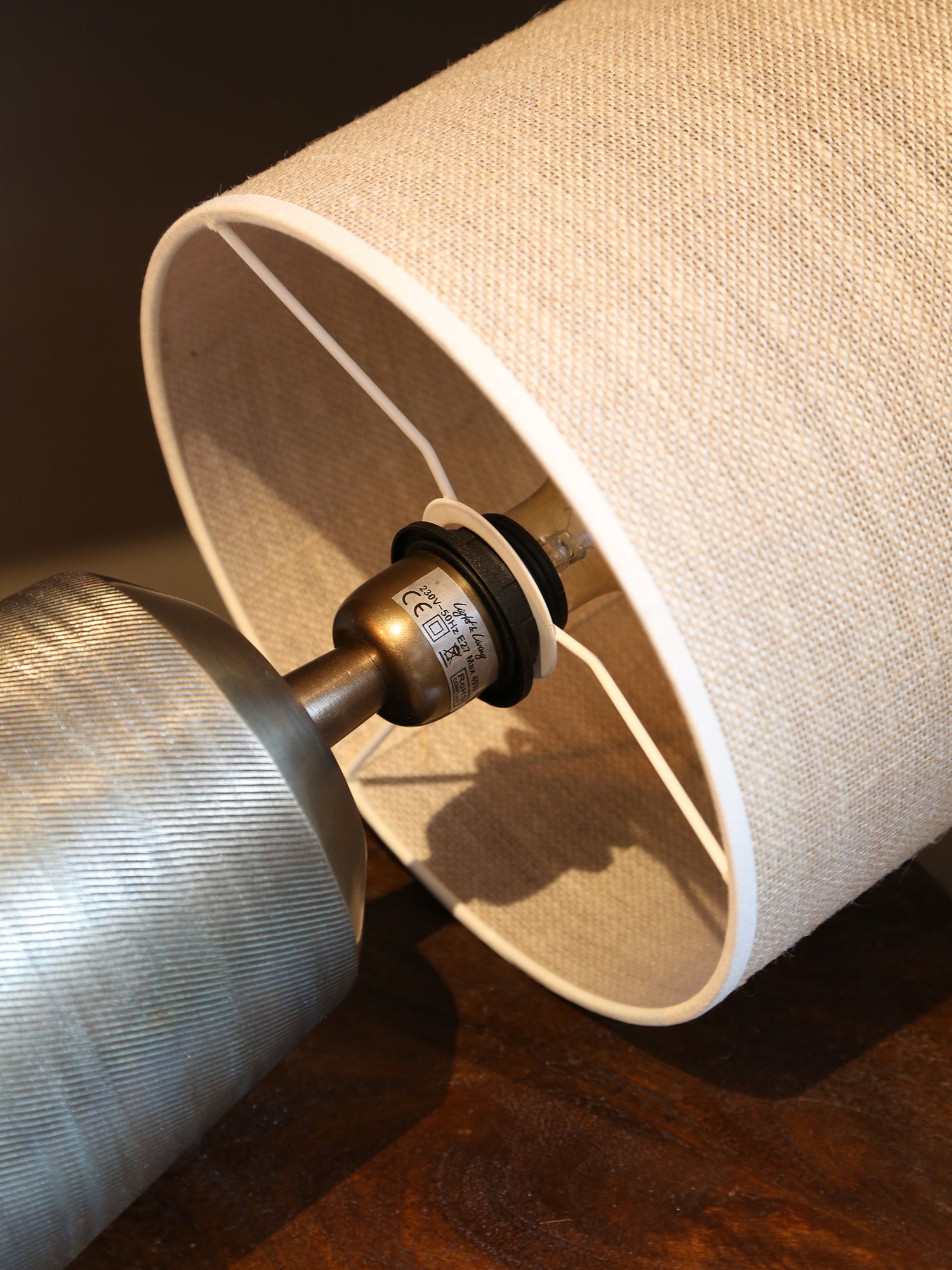 Lulie Etched Brass Table Lamp - Linen Shade