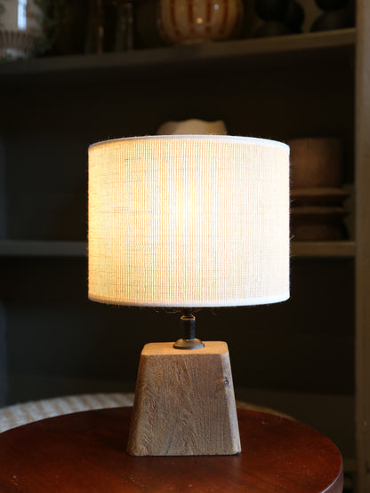 Kardan Dark Wooden Lamp - Linen Shade