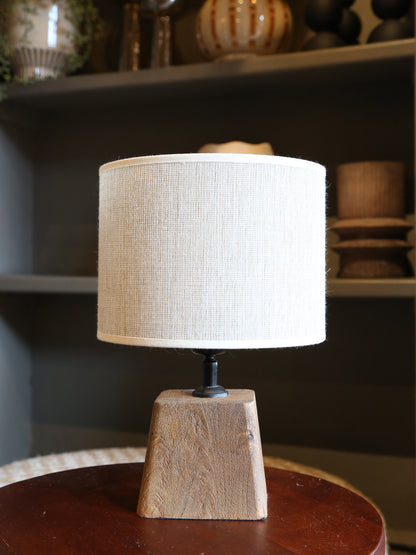 Kardan Dark Wooden Lamp - Linen Shade