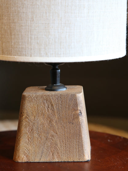 Kardan Dark Wooden Lamp - Linen Shade