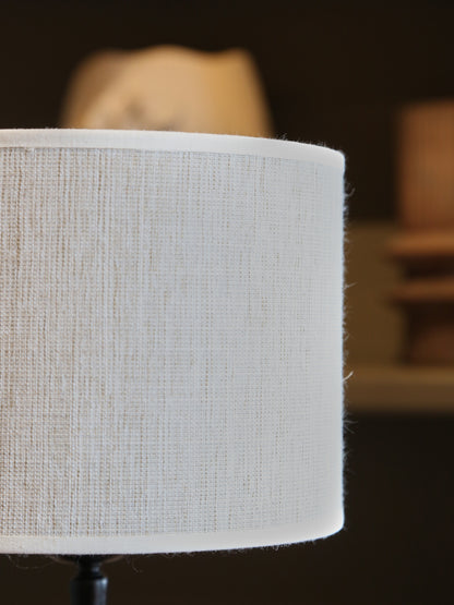 Kardan Dark Wooden Lamp - Linen Shade