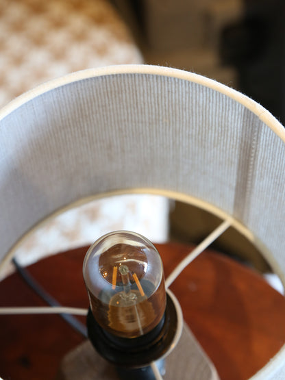 Kardan Dark Wooden Lamp - Linen Shade