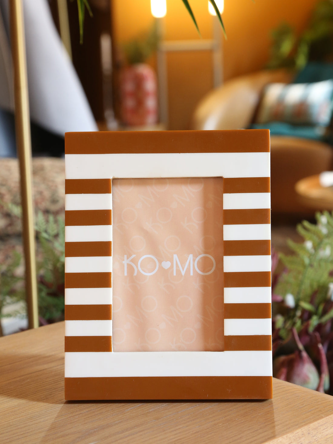 Brown Striped Resin Photo Frame - 4x6 Inch