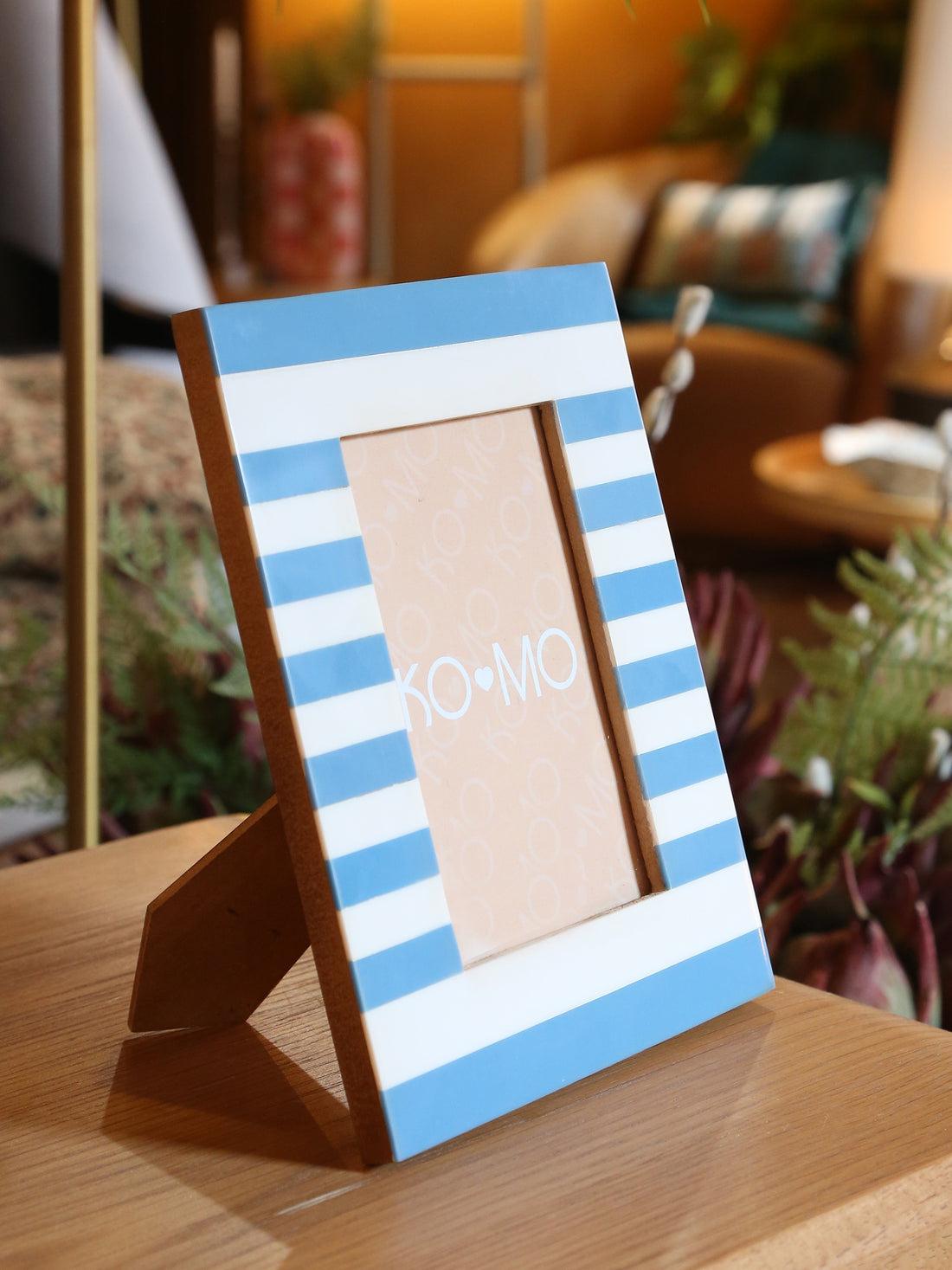 Blue Striped Resin Photo Frame - 4x6 Inch