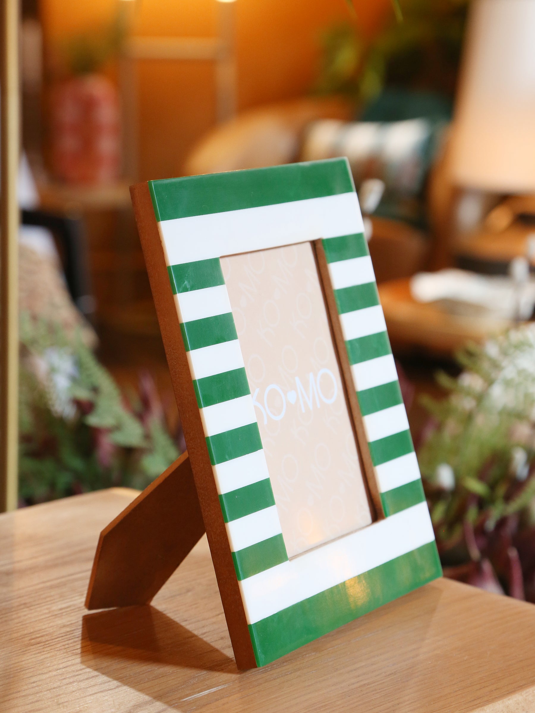Green Striped Resin Photo Frame - 4x6 Inch