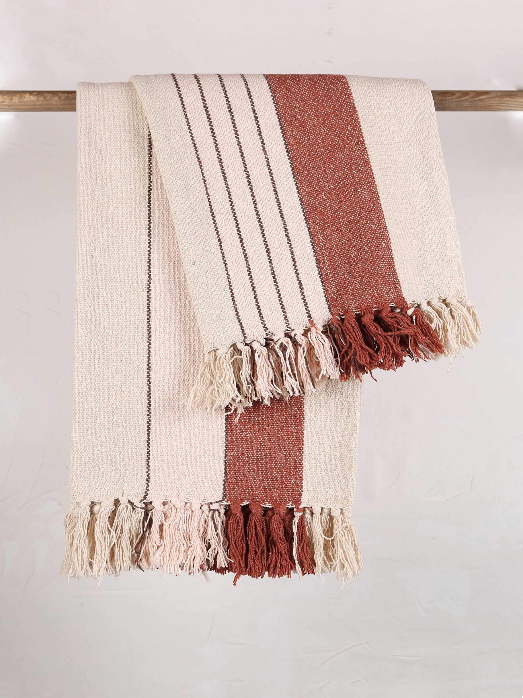 Lightweight Recycled Cotton Throw - Light Pink, Almond