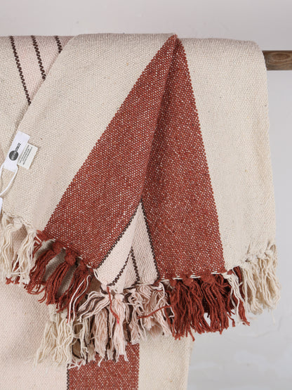 Lightweight Recycled Cotton Throw - Light Pink, Almond