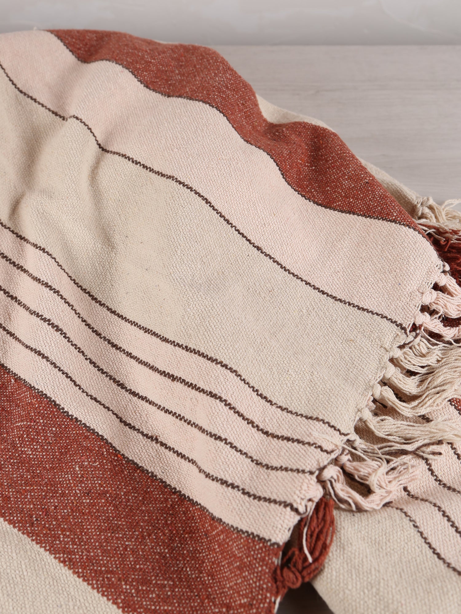 Lightweight Recycled Cotton Throw - Light Pink, Almond