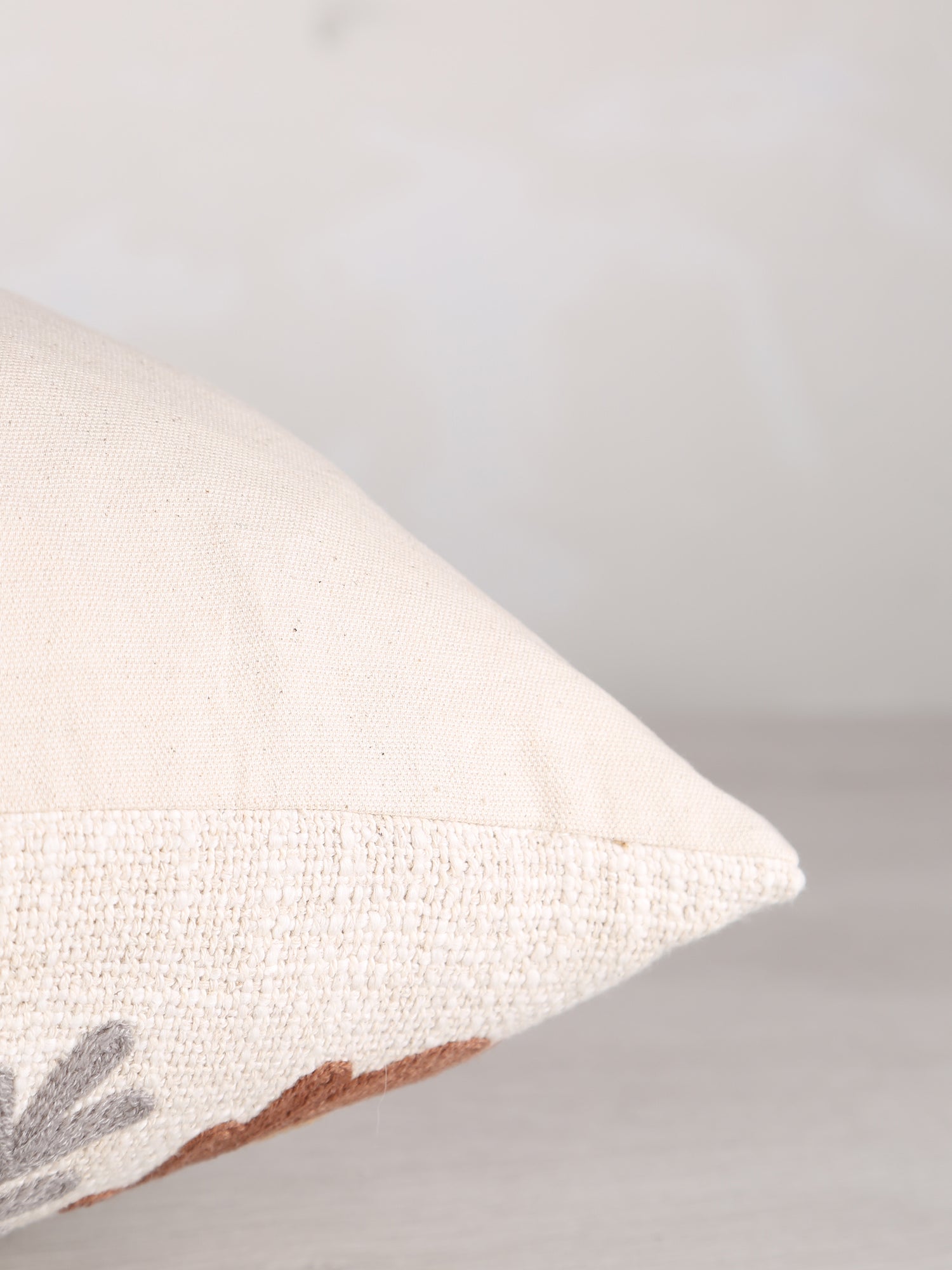 Suzani Floral embroidered cushion - Off White Tobacco - 45x45cm