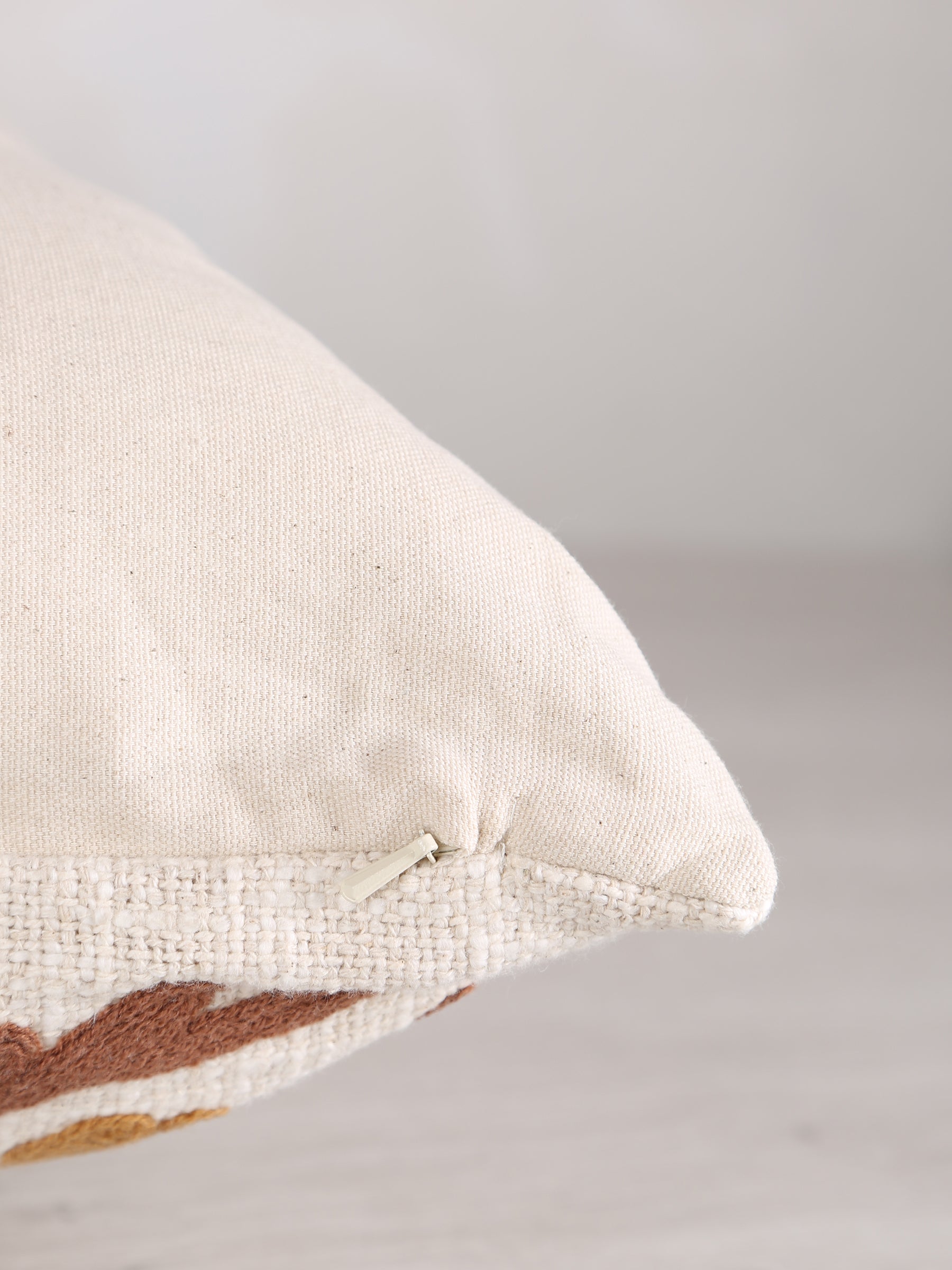 Suzani Floral embroidered cushion - Off White Tobacco - 45x45cm