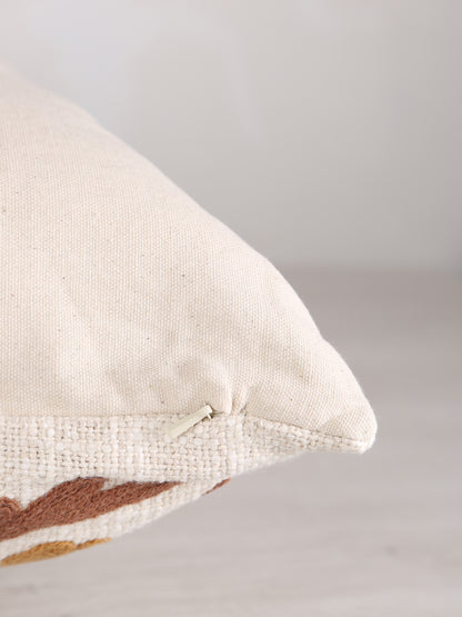 Suzani Floral embroidered cushion - Off White Tobacco - 45x45cm