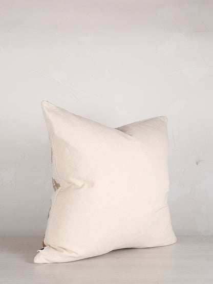 Suzani Floral embroidered cushion - Off White Tobacco - 45x45cm