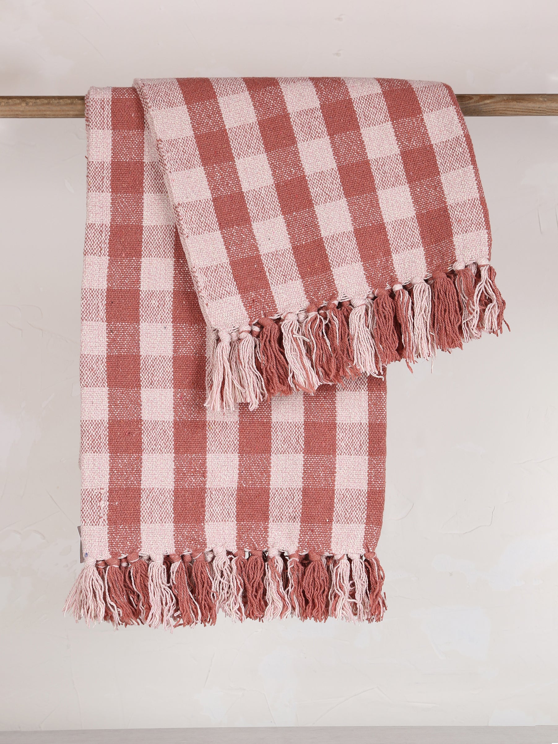 Lightweight Recycled Cotton Throw - Old Rose