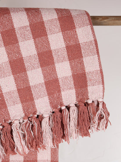 Lightweight Recycled Cotton Throw - Old Rose