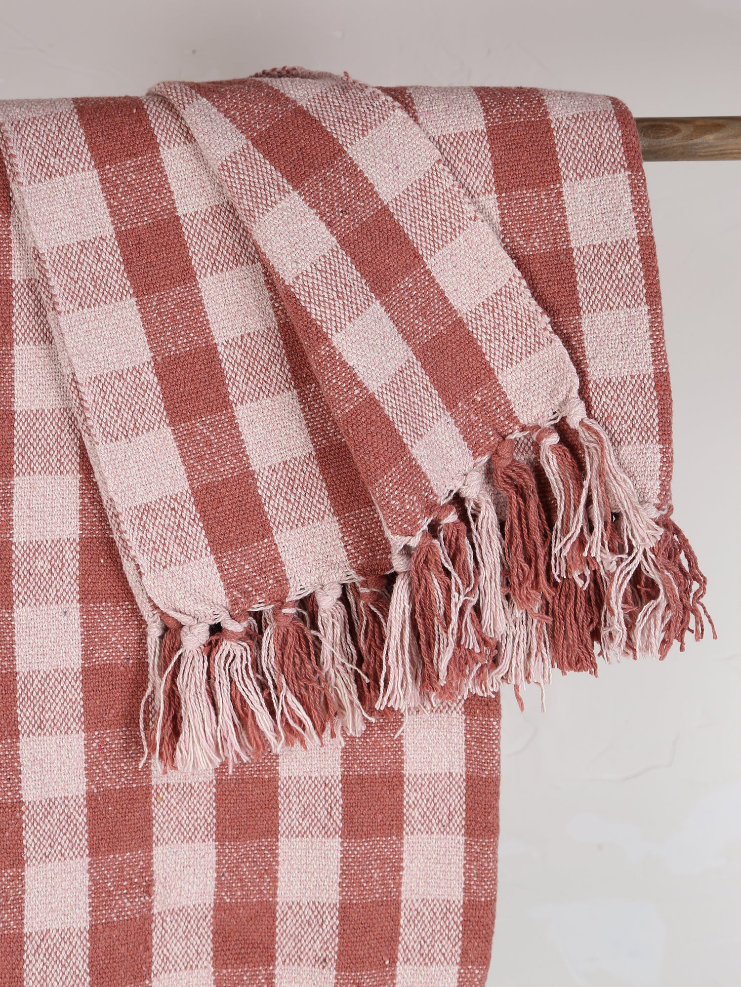 Lightweight Recycled Cotton Throw - Old Rose