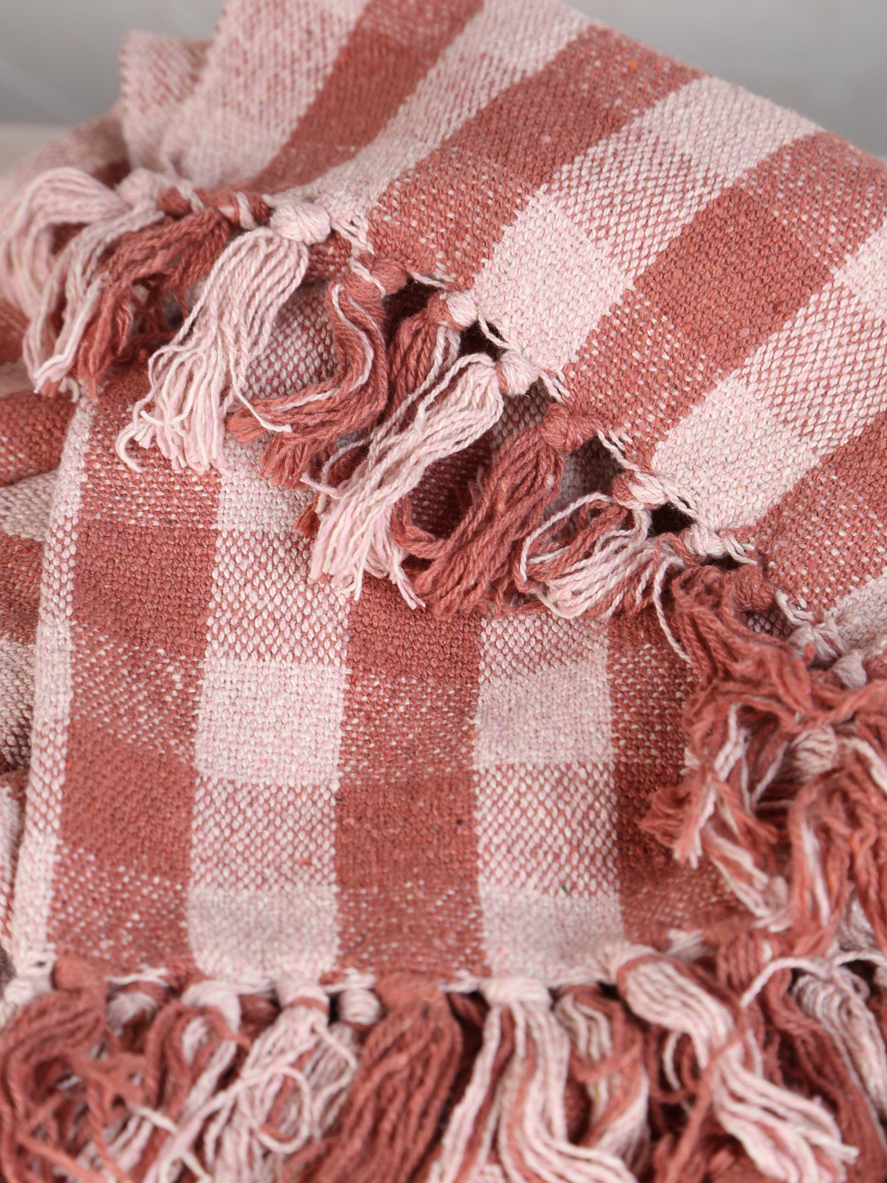 Lightweight Recycled Cotton Throw - Old Rose