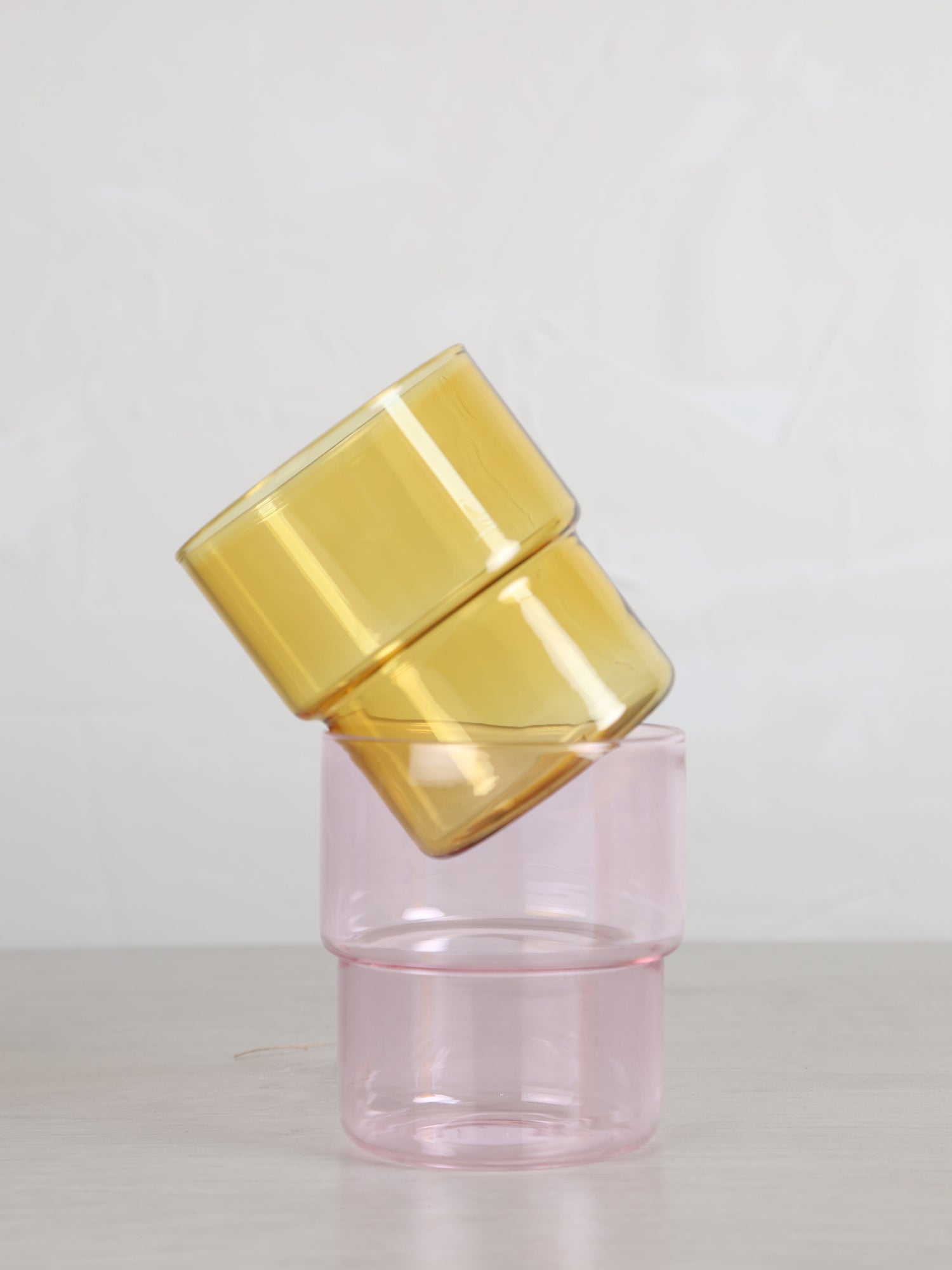 Coloured Drinking Glasses - Set Of 6 - Pink, Amber, Yellow