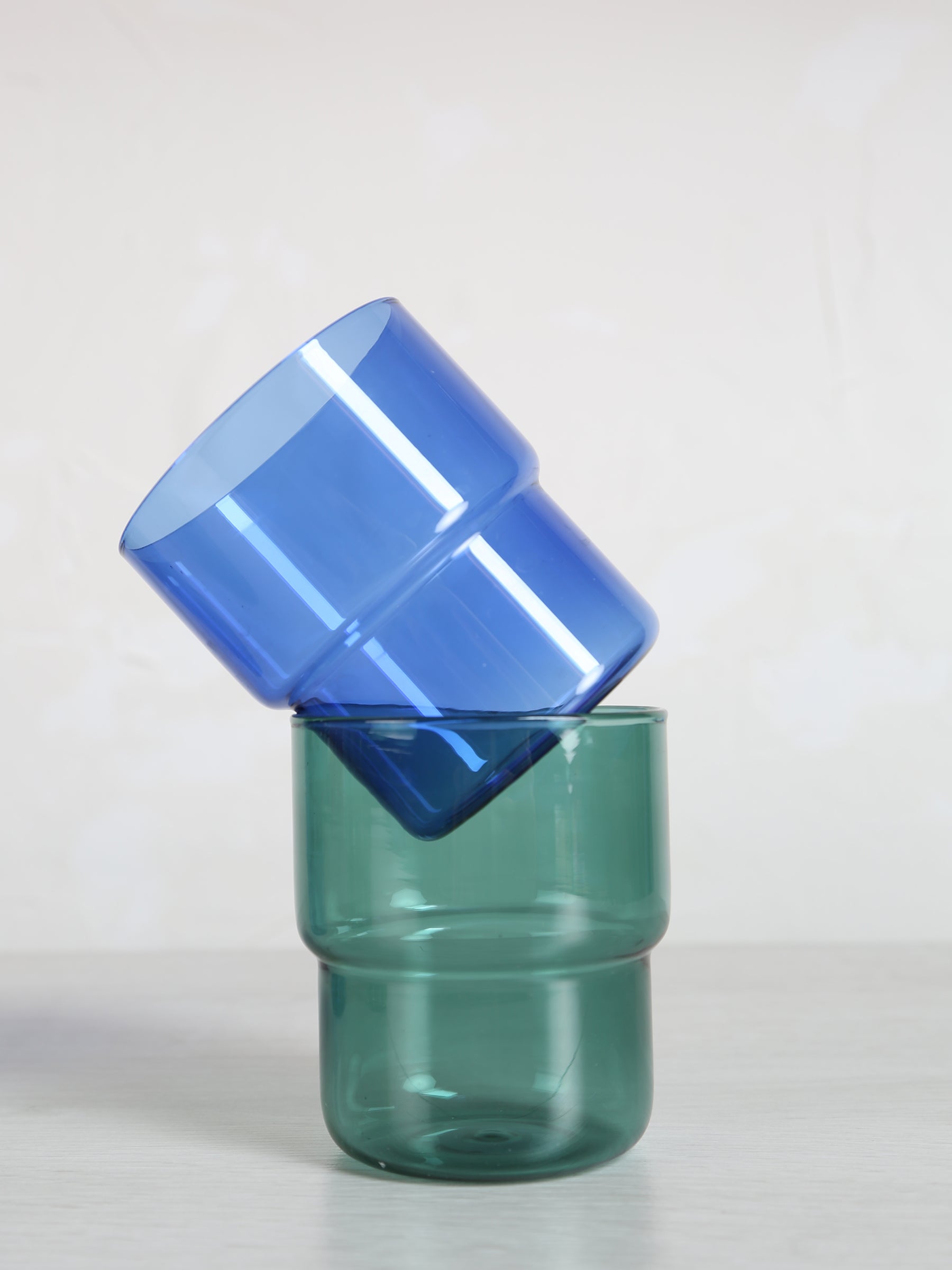 Coloured Drinking Glasses - Set Of 6 - Green, Blue, Aqua