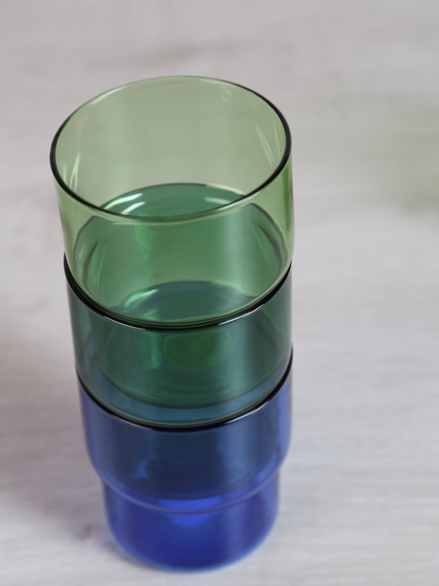 Coloured Drinking Glasses - Set Of 6 - Green, Blue, Aqua