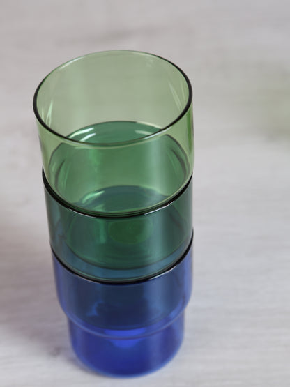 Coloured Drinking Glasses - Set Of 6 - Green, Blue, Aqua