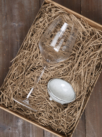 Broste Red Wine Glass &amp; Nordic Sand Nibble Bowl Set - 2 Sizes Available